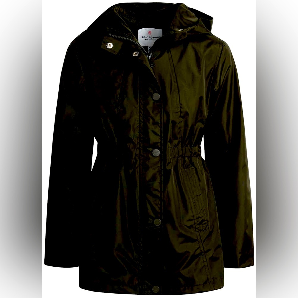 Urban Republic Black Raincoat with Striped Hood